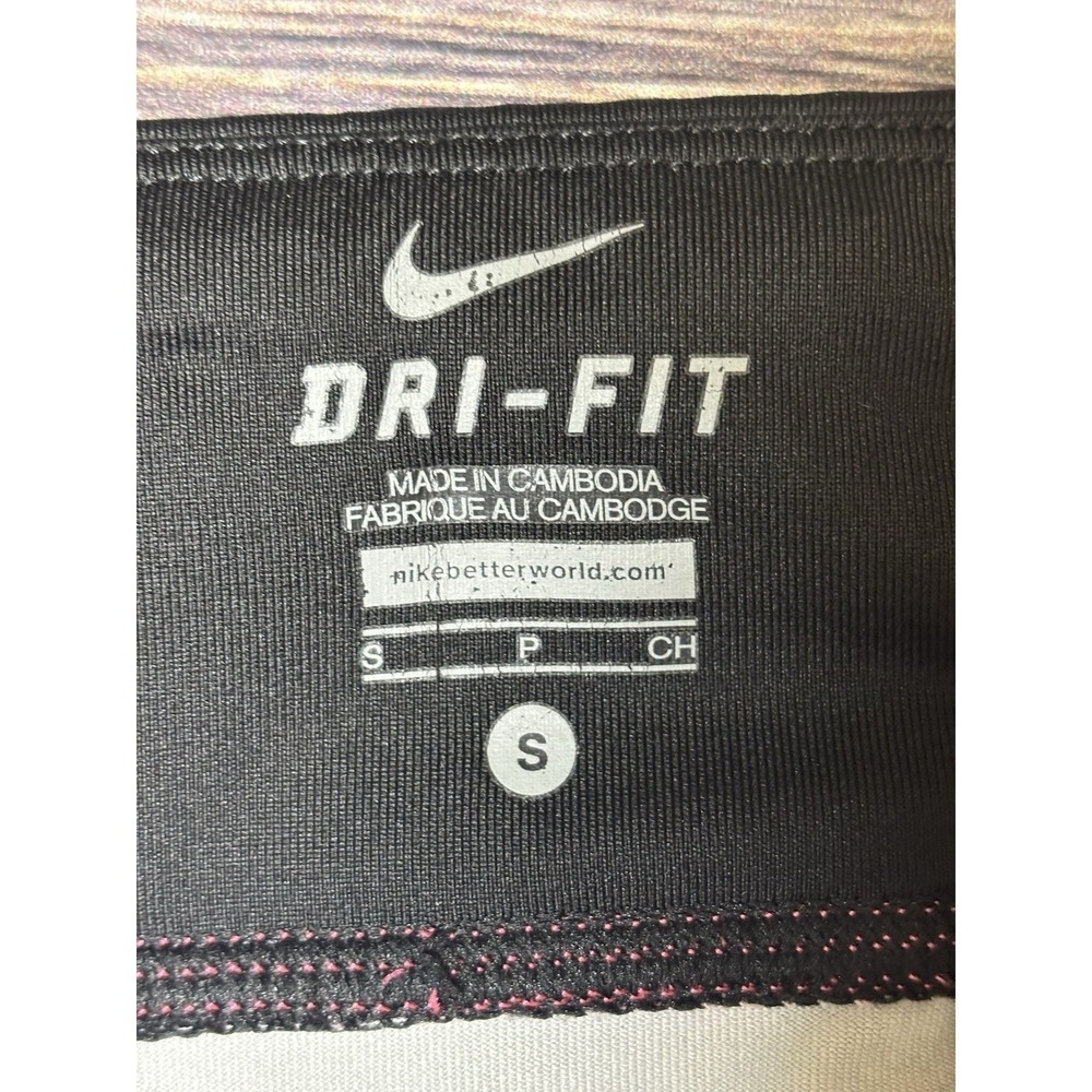 Nike Dri-FIT Womens S Pink Animal Print Running Leggings Workout Crop Pants - Picture 12 of 15